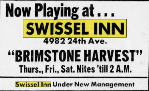 Swissel Inn - Sept 1972 Brimstone Harvest